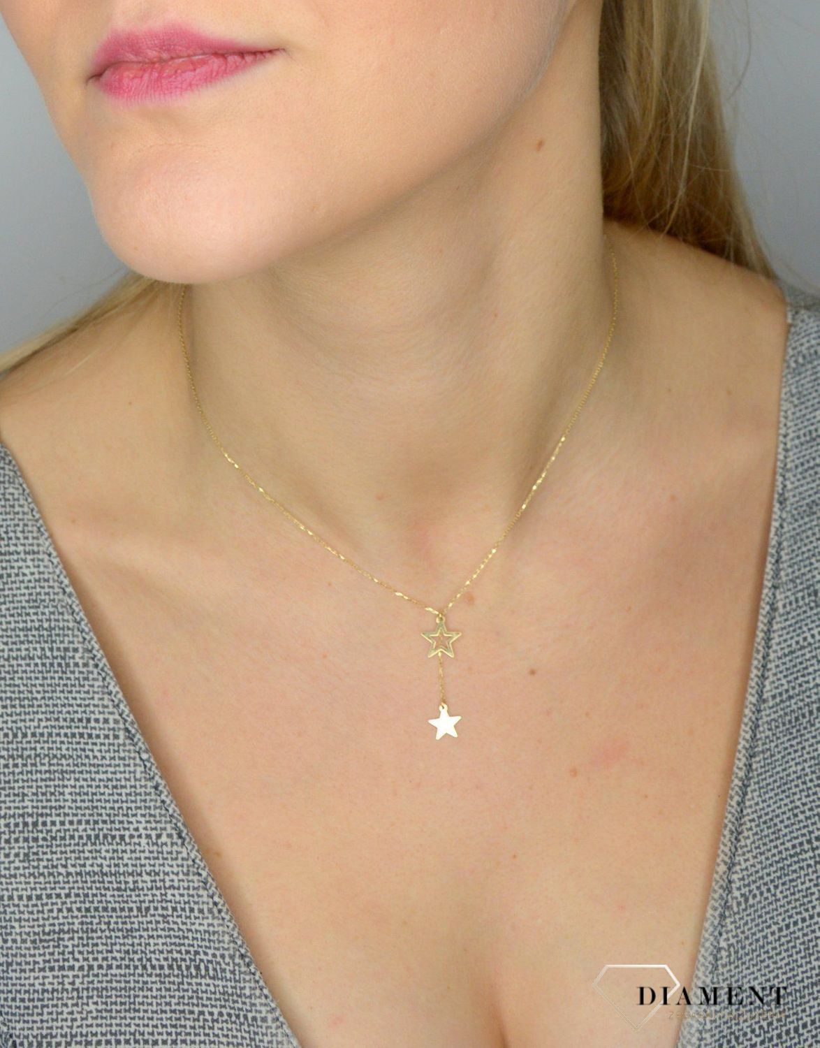 Naszyjnik złoty próby 585 gwiazdki NA 2058  ✓Złote Naszyjniki Damskie w Sklepie z Biżuterią zegarki-diament.pl.jpg